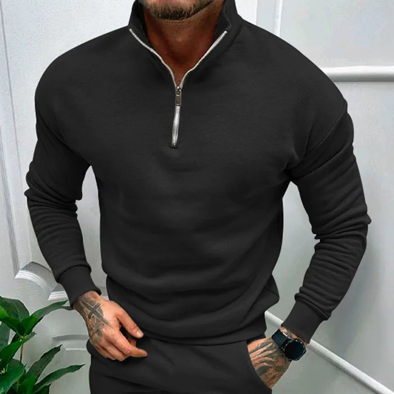 Long Sleeve Zipper Pullover Sweater