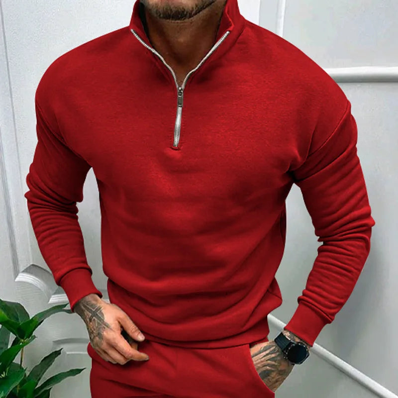 Long Sleeve Zipper Pullover Sweater