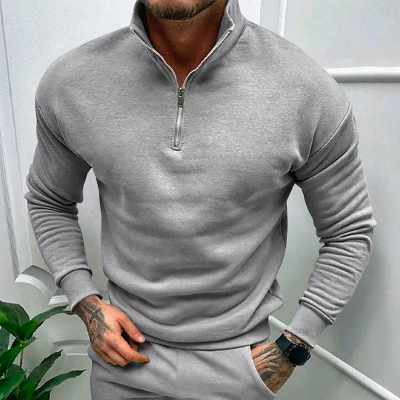 Long Sleeve Zipper Pullover Sweater