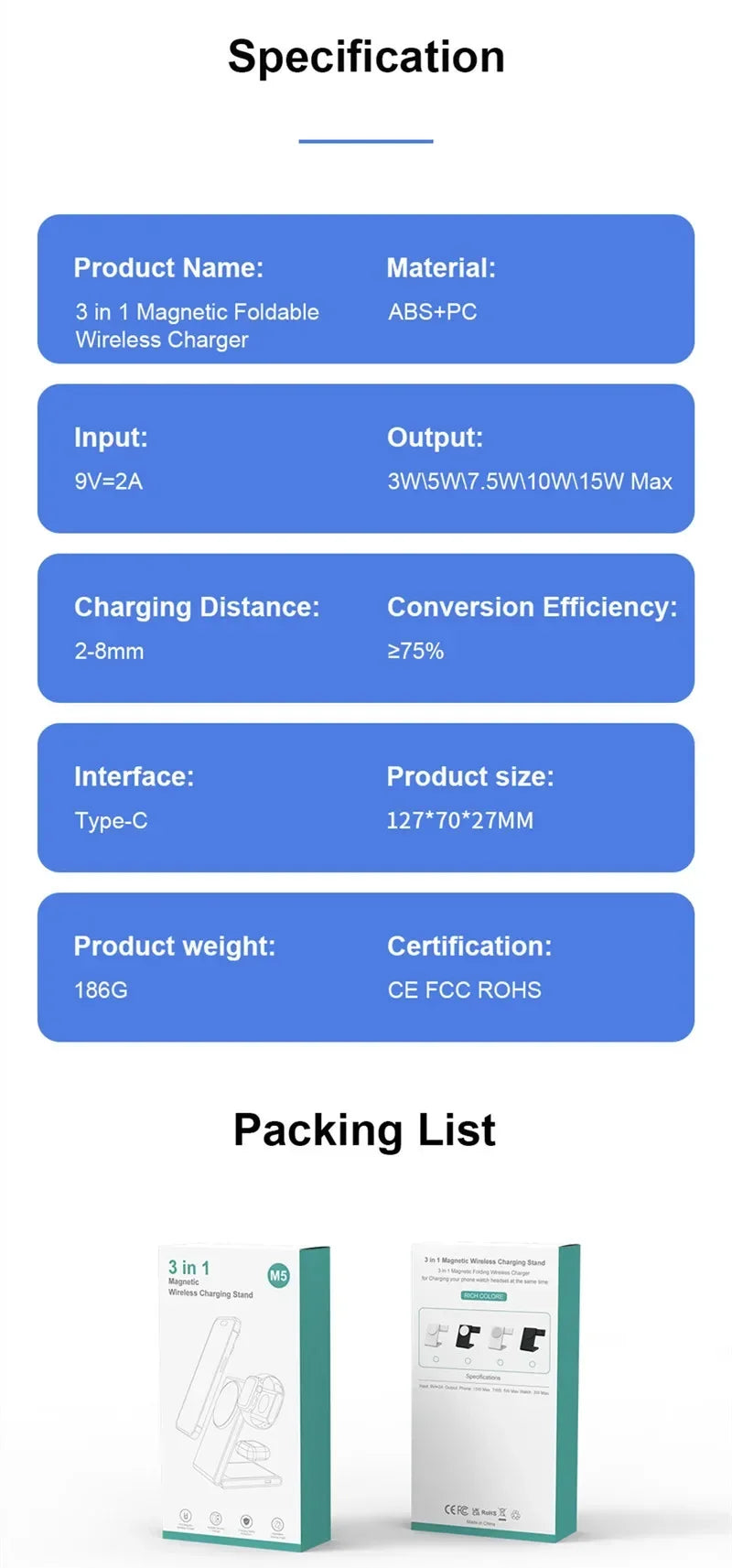 3 in 1 Wireless Folding Charging Station