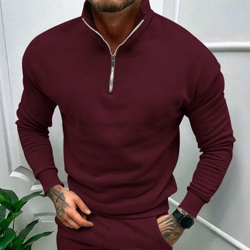 Long Sleeve Zipper Pullover Sweater