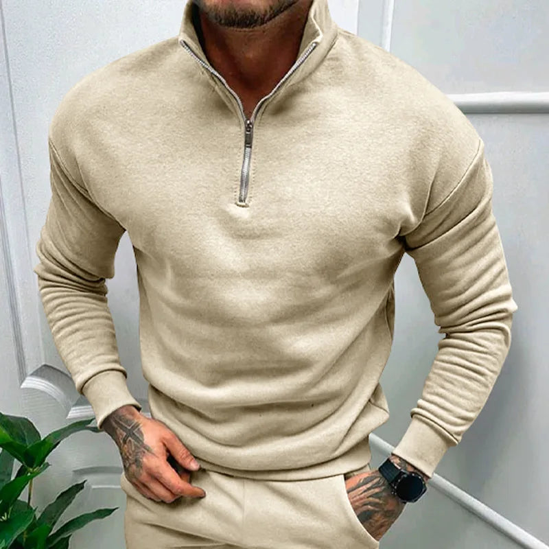 Long Sleeve Zipper Pullover Sweater